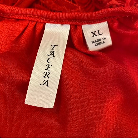 Tacera Elegant Red Lace Halter Women's Blouse Sz XL Sleeveless spaghetti strap - Picture 3 of 10